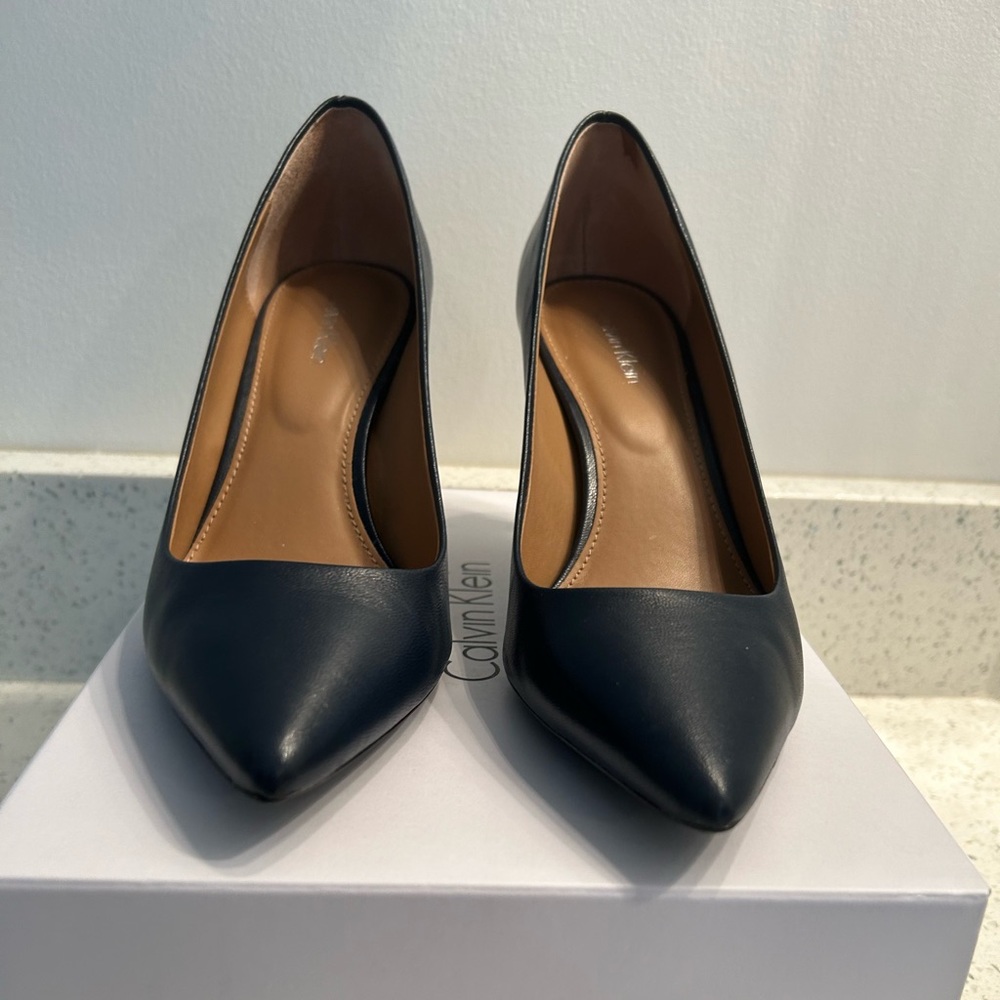 Calvin Klein Leather Pumps Navy Blue